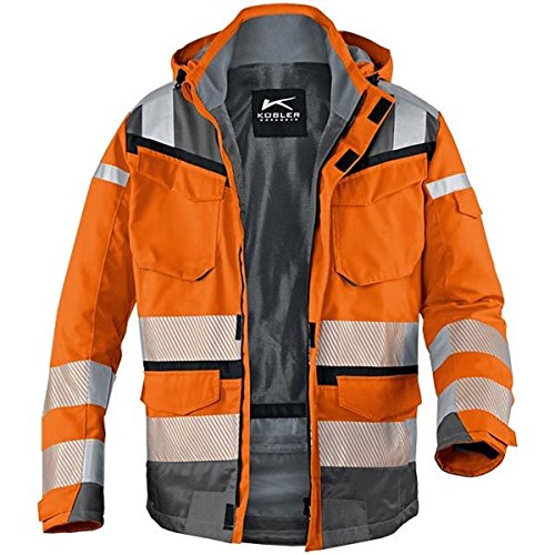 KÜBLER REFLECTIQ Warnschutzjacke warnorange, Größe XS, Herren-Wetterjacke aus Mischgewebe, wasserdichte Warnschutzjacke von KÜBLER Workwear