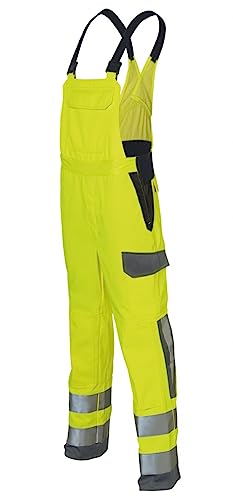 KÜBLER Workwear KÜBLER PROTECTIQ HIGH VIS Arbeitslatzhose warngelb, Größe 29, Herren-Arbeitslatzhose aus Mischgewebe, Arbeitslatzhose mit Knieschutztaschen nach EN 14404, Arbeitslatzhose von KÜBLER Workwear