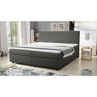 Boxspringbett 180x200 Hotelbett Bonellfederkern Bett mit Topper Paxos 5 grau von KÜCHEN PREISBOMBE