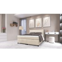 Boxspringbett Paxos Cordstoff Beige 140x200 Hotelbett Bonellfederkern Bett von KÜCHEN PREISBOMBE