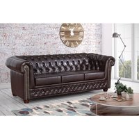 Edles Chesterfield Sofa 3 Sitzer in Kunstleder Vintage braun Couch Polstersofa von KÜCHEN PREISBOMBE