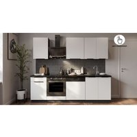 Küche ARIA K-BL Basic 250 cm Anti Fingerprint Küchenzeile Küchenblock Singleküche EinbaukücheWEISS - AFM von KÜCHEN PREISBOMBE
