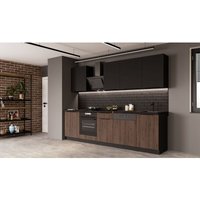 Küche MONZA + SIENA BASIC 280 cm Küchenzeile Küchenblock Einbauküche Nussbaum Okapi matt + Schwarz matt Küche MONZA + SIENA BASIC 280 cm Küchenzeile Küchenblock Einbauküche Nussbaum Okapi matt + Schwarz matt von KÜCHEN PREISBOMBE