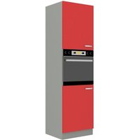Küchen Preisbombe - Küchen Hochschrank 60 Glanz Rot + Grau Küchenzeile Küchenblock Küche Rose Bianca von KÜCHEN PREISBOMBE