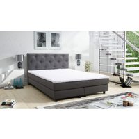 Küchen Preisbombe - Boxspringbett Boxbett Glenn 2 Chester Hotelbett 140x200 Bett Topper Grau von KÜCHEN PREISBOMBE