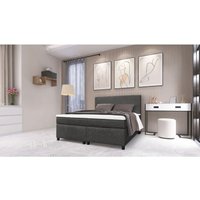 Boxspringbett Paxos Cordstoff Graphite 140x200 Hotelbett Bonellfederkern Bett von KÜCHEN PREISBOMBE