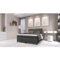 Küchen Preisbombe - Boxspringbett Paxos Cordstoff Graphite 140x200 Hotelbett Bonellfederkern Bett von KÜCHEN PREISBOMBE