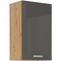 Hängeschrank 50 cm Eiche Artisan + Grau Hochglanz Küchenzeile Küchenblock Küche von KÜCHEN PREISBOMBE