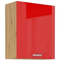 Hängeschrank 60 cm Eiche Artisan + Rot Hochglanz Küchenzeile Küchenblock Küche von KÜCHEN PREISBOMBE