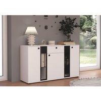 Kommode Salsa 2 Lamellenoptik Anbauwand Wohnwand Sideboard mdf Weiss matt von KÜCHEN PREISBOMBE