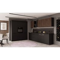 Küchen Preisbombe - Küche siena + monza 280 + 180 cm Küchenzeile Küchenblock Einbauküche Nussbaum Okapi + Schwarz matt von KÜCHEN PREISBOMBE
