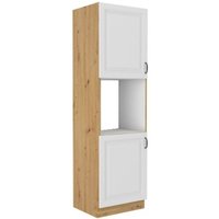 Küchen Hochschrank 60 cm Stilo Weiss + Eiche Artisan Küchenzeile Küchenblock von KÜCHEN PREISBOMBE