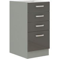 Küchen Preisbombe - Küchen Unterschrank 40 Hochglanz Grau Küchenzeile Küchenblock Küche Grey Bianca von KÜCHEN PREISBOMBE