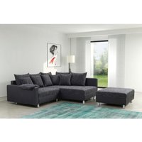 Modernes Sofa Couch Ecksofa Eckcouch in schwarz Eckcouch mit Hocker - Minsk r von KÜCHEN PREISBOMBE