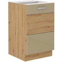 Spülenschrank 50 cm Eiche Artisan Cappuccino Glanz Küchenzeile Küchenblock Küche von KÜCHEN PREISBOMBE