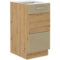 Küchen Preisbombe - Unterschrank 40 Eiche Artisan Cappuccino Hochglanz Küchenzeile Küchenblock Küche von KÜCHEN PREISBOMBE
