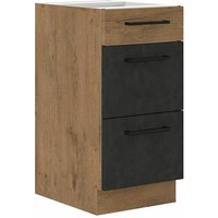Küchen Preisbombe - Vigo Unterschrank 40 cm Eiche Lancelot Matera Grau Küchenzeile Soft-Close Küche von KÜCHEN PREISBOMBE
