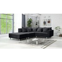 Wohnlandschaft Sofa Couch Ecksofa Eckcouch Cordstoff Graphite + Hocker Minsk l von KÜCHEN PREISBOMBE