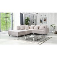 Wohnlandschaft Sofa Couch Ecksofa Eckcouch Cordstoff beige + Hocker Minsk l von KÜCHEN PREISBOMBE