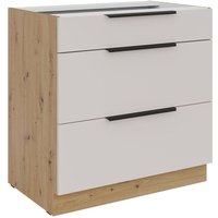 Küchen Unterschrank 80 cm Küche SOLANO Kaschmir beige matt + Eiche Artisan matt Soft-Close Küchenzeile Küchenblock Küchen Unterschrank 80 cm Küche SOLANO Kaschmir beige matt + Eiche Artisan matt Soft-Close Küchenzeile Küchenblock von KÜCHEN PREISBOMBE