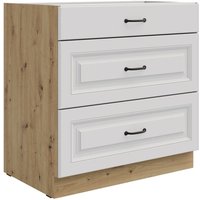 Küchen Preisbombe - Küchen Unterschrank 80 cm Stilo Weiß + Eiche Artisan Vollauszug Soft-Close Küche von KÜCHEN PREISBOMBE