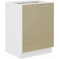 Unterschrank 60 Lara Cappuccino Hochglanz + Weiß Küchenzeile Küchenblock Küche von KÜCHEN PREISBOMBE