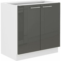 Unterschrank 80 Lara Grau Hochglanz + Weiß matt Küchenzeile Küchenblock Küche von KÜCHEN PREISBOMBE