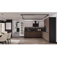 Winkelküche MONZA + ARONA 280x270 cm Küchenzeile Eckküche Küche Nußbaum Kaschmir von KÜCHEN PREISBOMBE