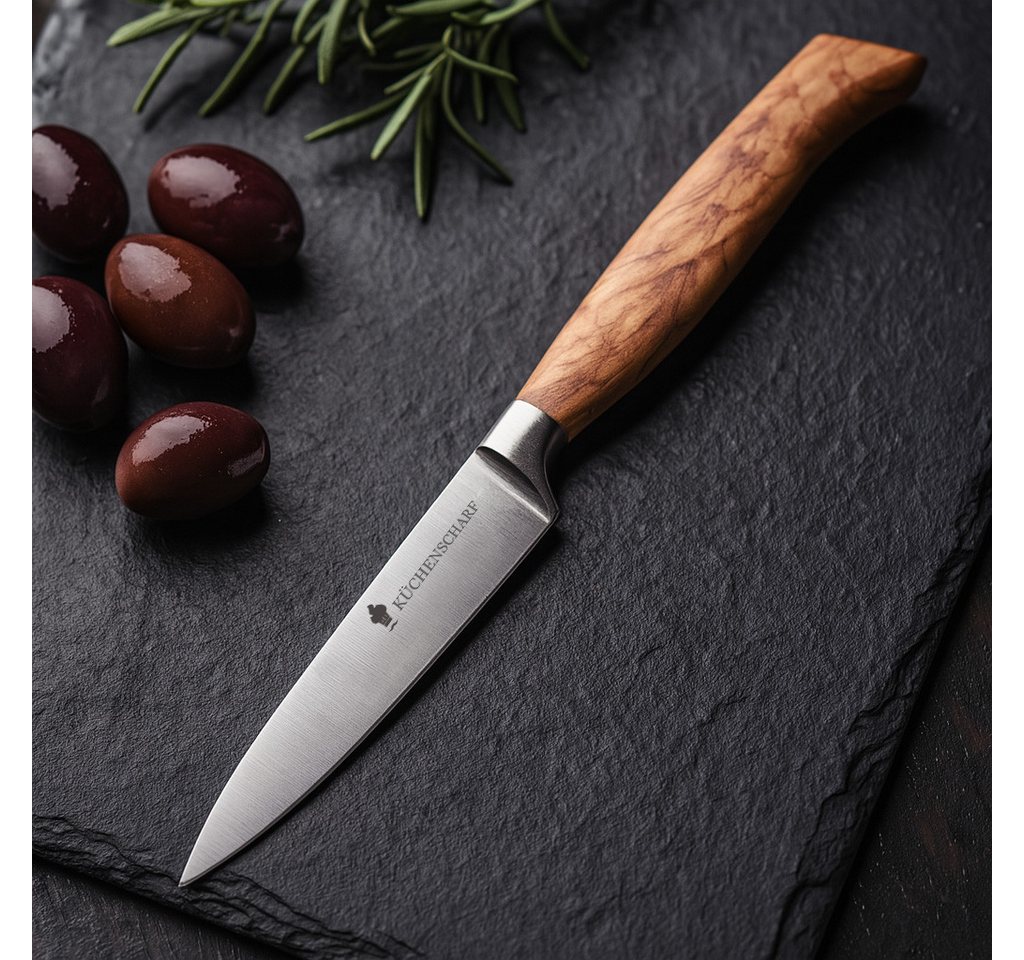 KÜCHENSCHARF Universalküchenmesser in 9, 12 oder 15 cm mit Olivenholzgriff, Für Profi- und Hobbyköche KÜCHENSCHARF Universalküchenmesser in 9, 12 oder 15 cm mit Olivenholzgriff, Für Profi- und Hobbyköche von KÜCHENSCHARF
