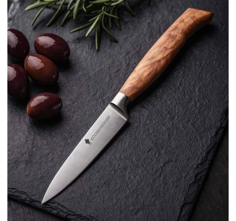 KÜCHENSCHARF Universalküchenmesser in 9, 12 oder 15 cm mit Olivenholzgriff, Für Profi- und Hobbyköche von KÜCHENSCHARF