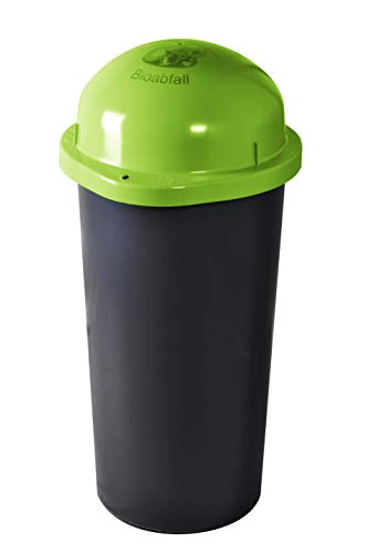 KUEFA HD-LA 60 Liter Mülleimer, Müllsackständer mit Laserbeschriftung (Hellgrün, Bioabfall) und Befestigungsring für den Gelben Sack von KUEFA