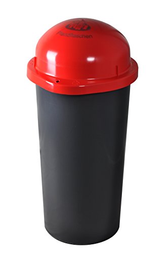 KUEFA HD-LA 60 Liter Mülleimer, Müllsackständer mit Laserbeschriftung (Rot, Pfandflaschen) und Befestigungsring für den Gelben Sack, Pfandflaschen, Leergut von KUEFA