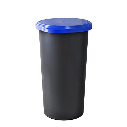 KUEFA 60L Müllsackständer mit flachem Deckel - Gelber Sack Mülleimer (Blau) von KUEFA