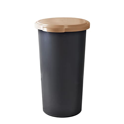 KUEFA 60L Müllsackständer mit flachem Deckel - Gelber Sack Mülleimer (Cappuccino) von KUEFA