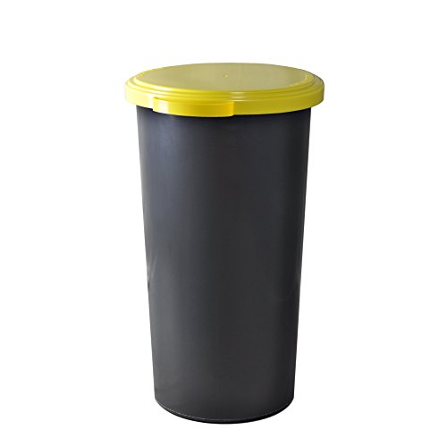 KUEFA 60L Müllsackständer mit flachem Deckel - Gelber Sack Mülleimer (Gelb) von KUEFA