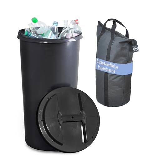 KUEFA IBC Flaschensammler, 60 Liter Sammelbehälter mit Deckel und Innentasche (Grau) von KUEFA