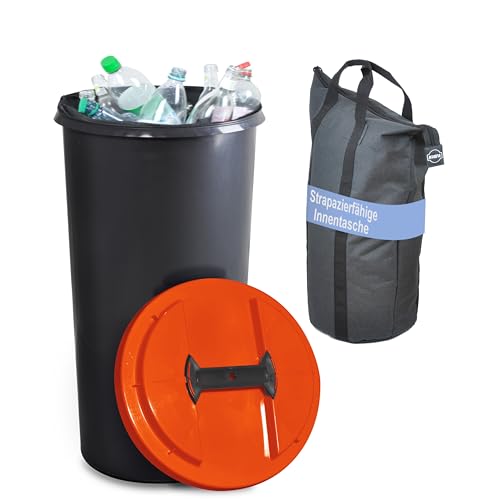 KUEFA IBC Flaschensammler, 60 Liter Sammelbehälter mit Deckel und Innentasche (Rot) von KUEFA