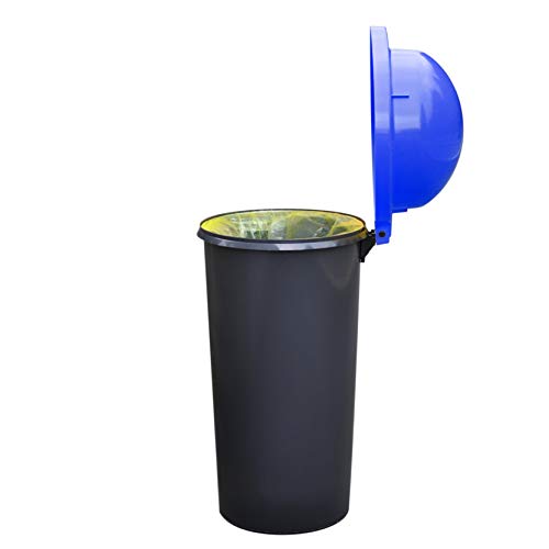 KUEFA HD 60L Müllsackständer, Mülleimer, mit Klemm-Ring für Gelben Sack/Müllbeutel, massiv, geruchsdicht und UV-beständig, universell einsetzbar (Blau) von KUEFA