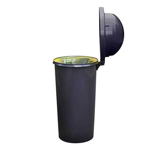 KUEFA HD 60L Müllsackständer, Mülleimer, mit Klemm-Ring für Gelben Sack/Müllbeutel, massiv, geruchsdicht und UV-beständig, universell einsetzbar (Grau) von KUEFA