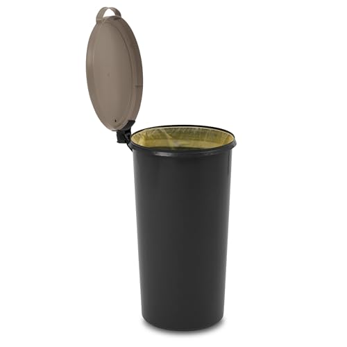 KUEFA VL 60 Liter Mülleimer, Sammelbehälter mit Scharnierdeckel für den Gelben Sack, Pfandflaschen, Leergut (1, Cappuccino) von KUEFA