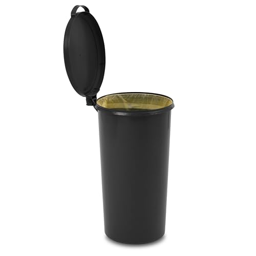 KUEFA VL 60 Liter Mülleimer, Sammelbehälter mit Scharnierdeckel für den Gelben Sack, Pfandflaschen, Leergut (1, Grau) von KUEFA