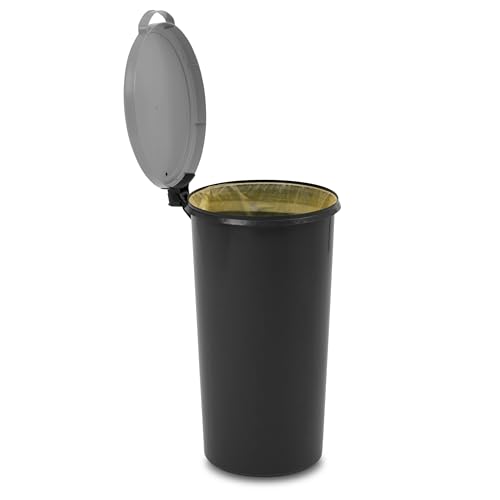 KUEFA VL 60l Müllsackständer, Mülleimer, Sammelbehälter mit Scharnierdeckel für den Gelben Sack, Pfandflaschen, Leergut (1, Hellgrau) von KUEFA