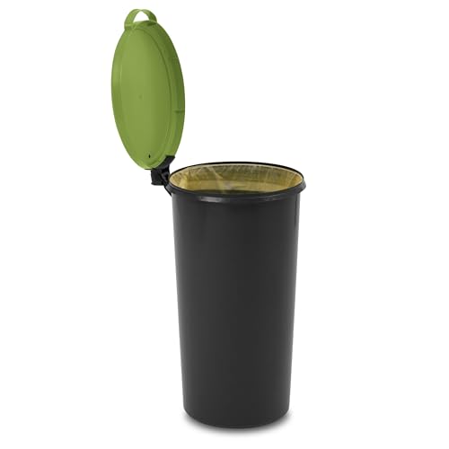 KUEFA VL 60 Liter Mülleimer, Sammelbehälter mit Scharnierdeckel für den Gelben Sack, Pfandflaschen, Leergut (1, Hellgrün) von KUEFA