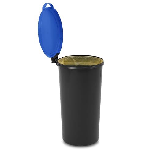 KUEFA VL 60 Liter Mülleimer, Sammelbehälter mit Scharnierdeckel für den Gelben Sack, Pfandflaschen, Leergut (1, Himmelblau) von KUEFA