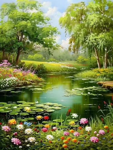 Baum Malen Nach Zahlen Erwachsene, Teich Malen Nach Zahlen, DIY Handgemalt Ölgemälde Kit Mit 3 Pinseln und Acrylfarbe, Paint by Numbers Bastelset Erwachsene für Deko Wohnzimmer 80x110cm B-4390 Baum Malen Nach Zahlen Erwachsene, Teich Malen Nach Zahlen, DIY Handgemalt Ölgemälde Kit Mit 3 Pinseln und Acrylfarbe, Paint by Numbers Bastelset Erwachsene für Deko Wohnzimmer 80x110cm B-4390 von KUEGDUNG