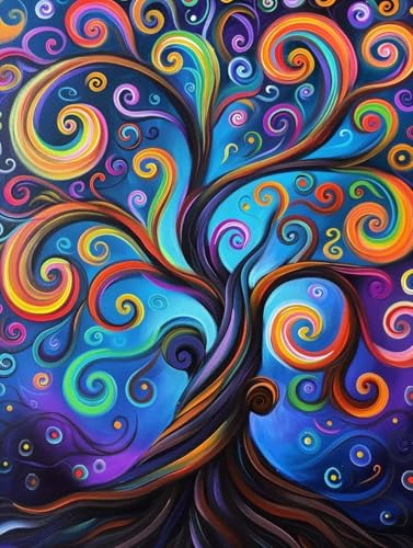 Diamond Painting Baum, 5D Diamond Painting Erwachsene Traum, DIY Basteln Erwachsene, Mosaikherstellung Set, Vollbohrer Diamant Kunst Stickerei Kreuzstich Kits, Deko Wohnzimmer 100x135cm 2-9571 von KUEGDUNG
