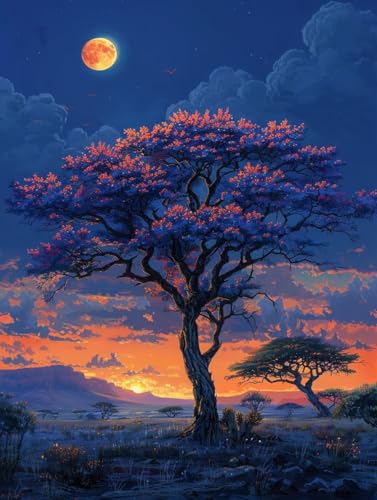 Diamond Painting Baum, Sonnenuntergang 5D Diamond Painting Erwachsene, DIY Basteln Erwachsene, Vollbohrer Diamant Kunst Stickerei Kreuzstich Kits, Deko Wohnzimmer und Wanddeko 70x95cm 3-4795 Diamond Painting Baum, Sonnenuntergang 5D Diamond Painting Erwachsene, DIY Basteln Erwachsene, Vollbohrer Diamant Kunst Stickerei Kreuzstich Kits, Deko Wohnzimmer und Wanddeko 70x95cm 3-4795 von KUEGDUNG