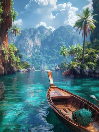 Diamond Painting Berg, 5D Diamond Painting Erwachsene Rivers, DIY Basteln Erwachsene, Mosaikherstellung Set, Vollbohrer Diamant Kunst Stickerei Kreuzstich Kits, Deko Wohnzimmer 90x120cm L-6964 von KUEGDUNG