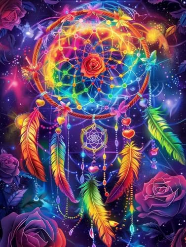 Diamond Painting Blume, 5D Diamond Painting Erwachsene TraumfäNger, DIY Basteln Erwachsene, Mosaikherstellung Set, Vollbohrer Diamant Kunst Stickerei Kreuzstich Kits, Deko Wohnzimmer 30x40cm 3-5218 von KUEGDUNG