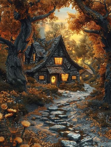 Diamond Painting HäUser, 5D Diamond Painting Erwachsene Wald, DIY Basteln Erwachsene, Mosaikherstellung Set, Vollbohrer Diamant Kunst Stickerei Kreuzstich Kits, Deko Wohnzimmer 80X110cm 5-2318 Diamond Painting HäUser, 5D Diamond Painting Erwachsene Wald, DIY Basteln Erwachsene, Mosaikherstellung Set, Vollbohrer Diamant Kunst Stickerei Kreuzstich Kits, Deko Wohnzimmer 80X110cm 5-2318 von KUEGDUNG